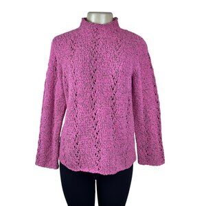 Sigrid Olsen Women’s Pink Textured Knit Pullover Sweater Size M - New